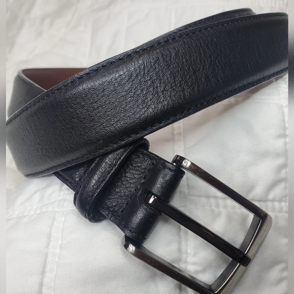 Perry Ellis Portfolio Belt Italian Calfskin Mens 38 Waist Black